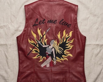Chaqueta y chaleco de cuero hechos a mano inspirados en RE Code, Veronica Claire Redfield (Let Me Live).