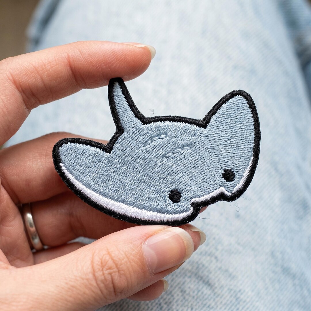 Cute Stingray Embroidered Patch Kawaii Ocean Blue Manta Ray Iron on ...
