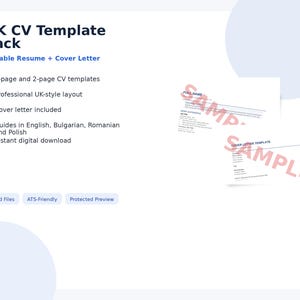 UK CV Template Pack for Foreign Workers | Editable Resume & Cover Letter | Word Format | Multilingual Guide