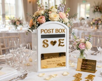 Wedding Post Box Personalized , Card Box with Floral Niche , Custom Monogram , Magnetic Front Panel , Wedding Card Holder Gift Box