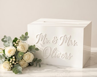 Personalised Wedding Card Box, Keepsake Memory Box, Custom Names, Boho Style