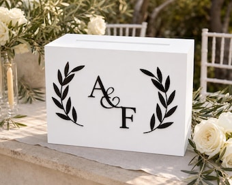 Personalised Wedding Card Box, Custom Wooden Keepsake Money Holder, Boho Style