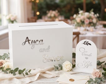 Custom Names Wedding Card Box | Boho Style Memory Keepsake for Your Big Day