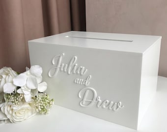 Personalised Boho Wedding Card Box | Custom Names Keepsake Memory Box