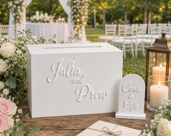 Personalised Wedding Card Box | Custom Names & Date | Boho Money Box Keepsake