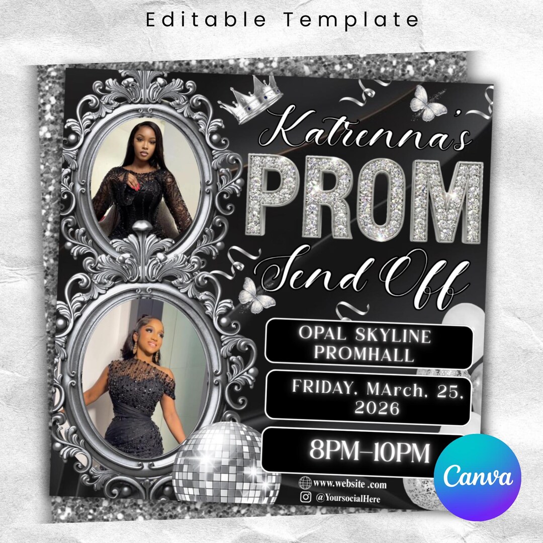 Instant Prom Design Prom Send off Flyer, DIY Prom Flyer, Prom Canva Template, Prom Send Off ...