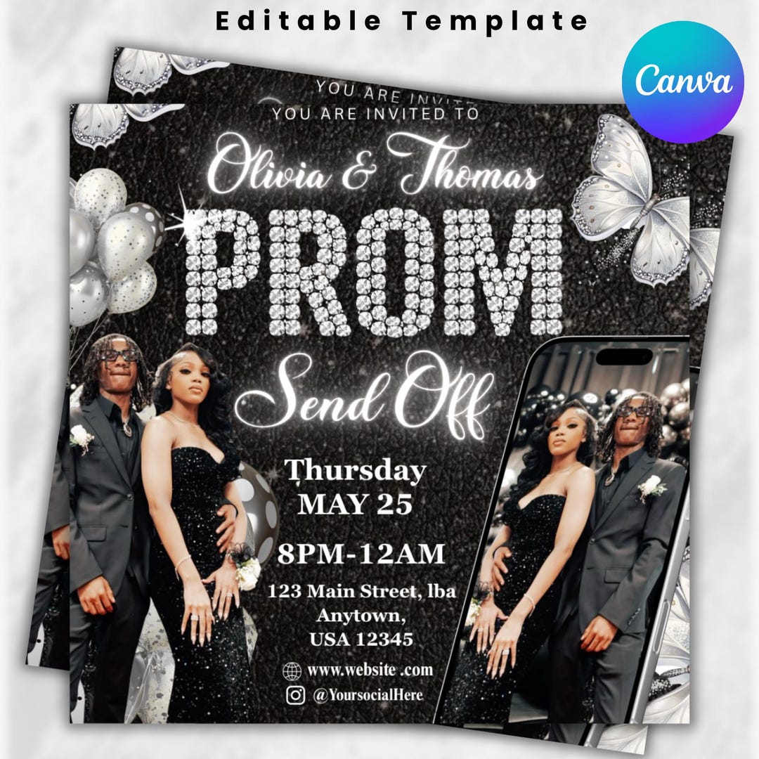 Prom Send off Flyer, DIY Prom Flyer, Prom Canva Template, Prom Send Off ...