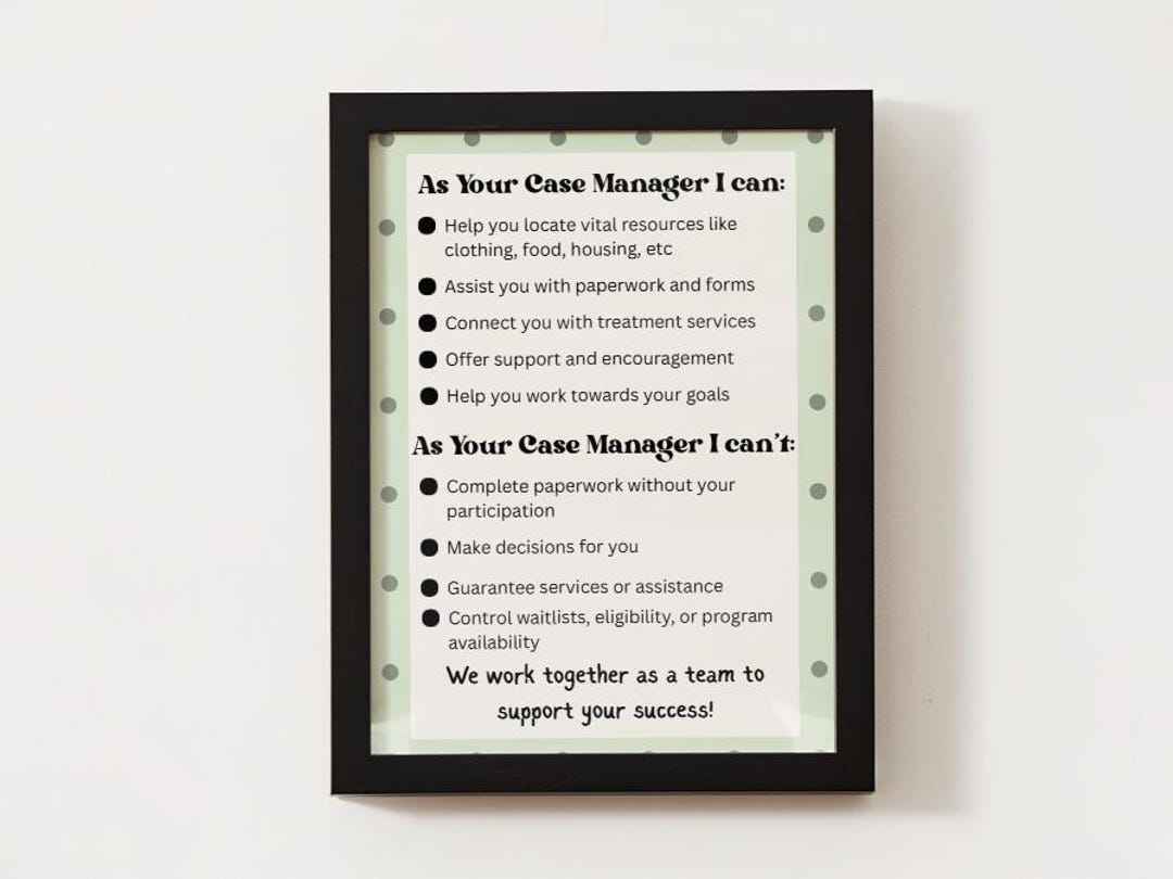 Target Case Management Sign Case Manager Office Poster, Client Expectations Sign (digital Download ...