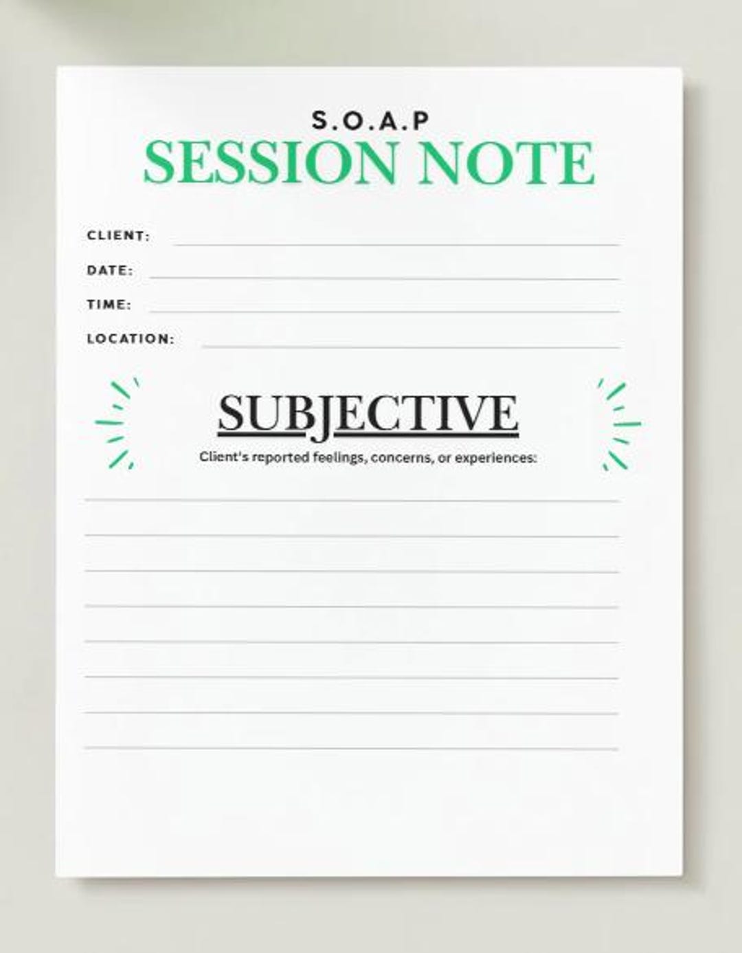 SOAP Session Note Template | Social Worker Therapy Documentation ...
