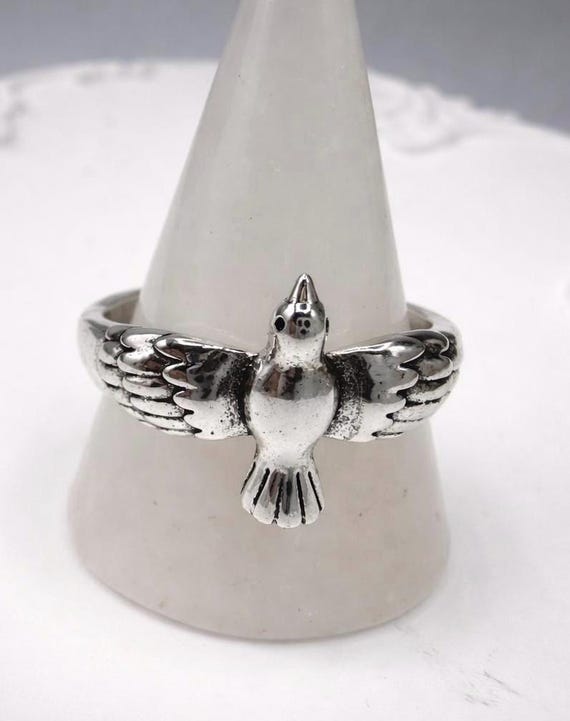 Bird Ring – S925 Silver Statement Ring with Wing … - image 1