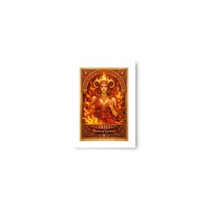 Aries Art Nouveau Poster - The Flame of Genesis - Zodiac Goddess Wall Art