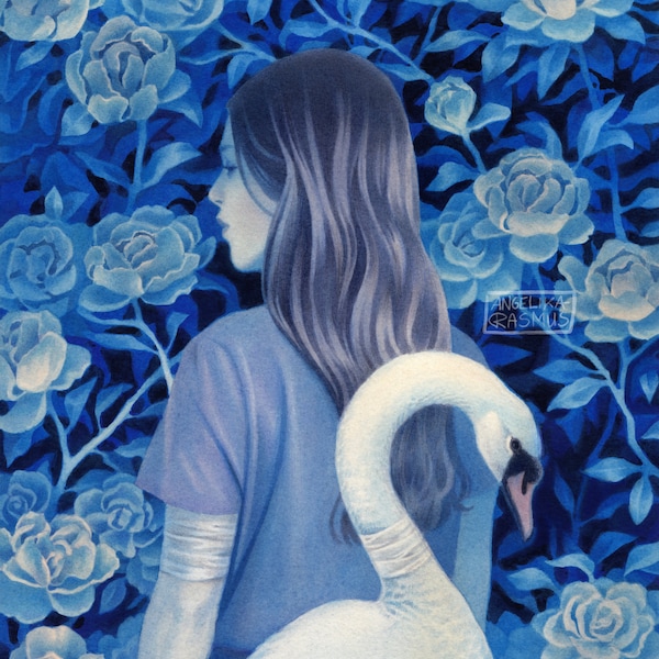 Verloren in blauw | Fijne kunstafdruk | A4