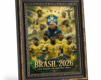 Brazil National Football Team Canvas Wall Art, Soccer Fan Print for Living Room, Unframed Home Decor Poster