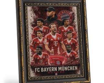 Bayern Munich Football Club themed framed artwork, football team canvas painting, sports home decor, suitable for bedrooms and living rooms.
