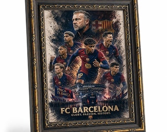 FC Barcelona Soccer Team Canvas Poster Print, Sports Wall Art Decor, Fan Room Decoration, Football Club Inspired Gift