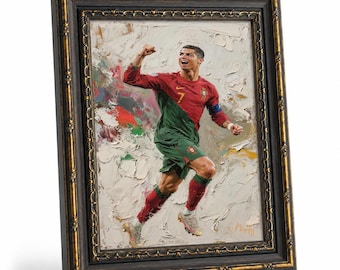 Cristiano Ronaldo Portugal Jersey Canvas Print, Football Star Wall Art Decor, Frameless Poster for Sports Fans Bedroom