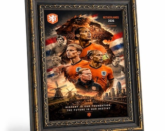 Netherlands Football Team Canvas Wall Art, FIFA World Cup 2026 Poster Print, Soccer Artwork for Sports Fans Home Decor