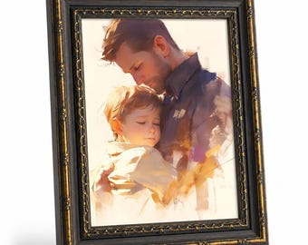 Father and Son Oil Painting Canvas , Warm Family Wall Art Decor, Vintage Frameless Poster for Bedroom Nursery，The perfect Father's Day gift