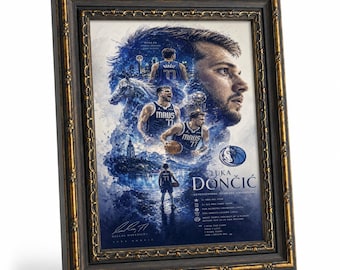 Gerahmtes Basketball Wandbild, Luka Doncic Mavericks All-Star Leinwand Gemälde, das perfekte Geschenk für Mavericks Fans und Sammler.
