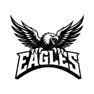 Eagles-mascotte SVG, PNG, JPG: schoolillustratie, sportvector, Varsity Design, teamgeest, Roofvogel, gesneden bestand, Instant Download
