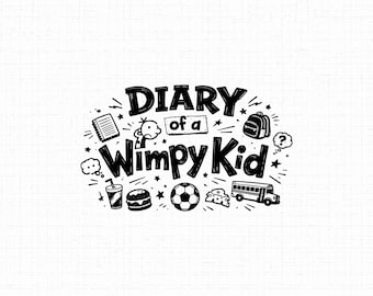 Diary of a Wimpy Kid SVG PNG JPG: School Doodles Design, Book Character Shirt, Reading Teacher Art, Student Cut File, Instant Download