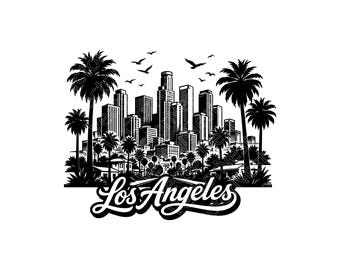 Los Angeles SVG, PNG, JPG: California Illustration, City Skyline Vector, Palm Tree Design, Retro Travel, Cut File, Instant Download