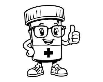 Pharmacist Mascot SVG PNG JPG: Funny Pill Bottle, Nurse Sticker Art, Pharmacy Tech Gift, Medical Mascot Cut File, Instant Download