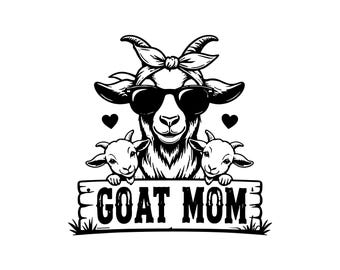 Goat Mom SVG PNG JPG: Funny Farmhouse Goat Sublimation Design, Mama Goat Craft Cut File, Mother Day Gift Shirt, Instant Download