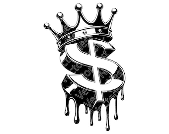 Dripping Money SVG, PNG, JPG: Royal Crown, Urban Streetwear Illustration, Vector Graphic, Hip Hop Wealth Design, Instant Download