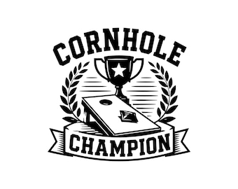 Cornhole Champion SVG PNG JPG: Bean Bag Toss Trophy, Sport Tournament Shirt, Lawn Game Graphic, Winner Award Cut File, Instant Download