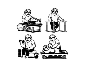 Funny Physical Therapy SVG PNG JPG: Sloth Medical Clipart, Massage Therapist Graphic, Rehab Humor Art, Exercise Fitness, Instant Download