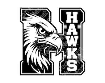 Hawks Mascot SVG, PNG, JPG: School Illustration, Sports Vector, Varsity Design, Team Spirit, Bird Of Prey, Cut File, Instant Download