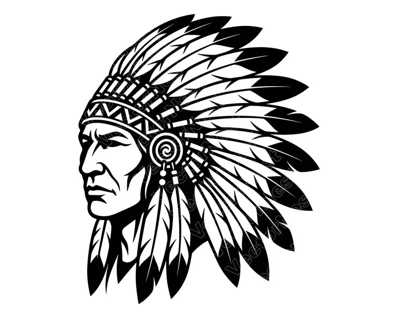 Native American Chief SVG, Headdress PNG, JPG, Warrior Vector, Tribal ...