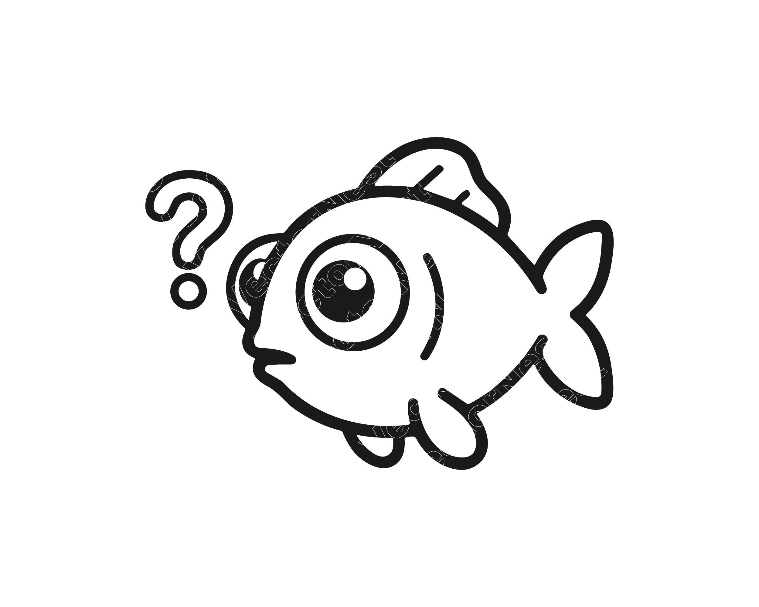 Confused Fish SVG, Question Mark PNG, JPG, Marine Illustration ...
