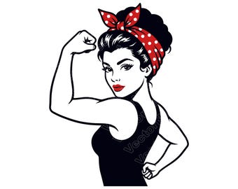 Rosie The Riveter SVG, Strong Woman PNG, JPG, Girl Power Illustration, Feminist Vector, Workout Lady Design, Gym Art, Instant Download