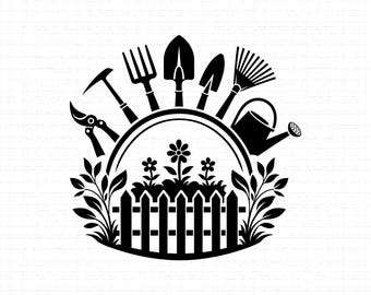 Garden Tools SVG, PNG, DXF: Floral Illustration, Backyard Vector, Greenhouse Design, Hobbyist Gift, Cut File, Art, Instant Download