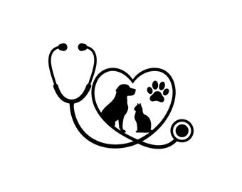 Veterinary Stethoscope SVG PNG JPG: Pet Doctor Heart Clipart, Commercial Use Medical Vector, Vet Tech Gift Design, Instant Download