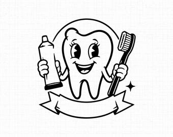 Cute Cartoon Tooth SVG PNG JPG: Dentist Mascot Shirt Design, Dental Hygienist Cut File, Custom Tooth Fairy Art, Instant Download