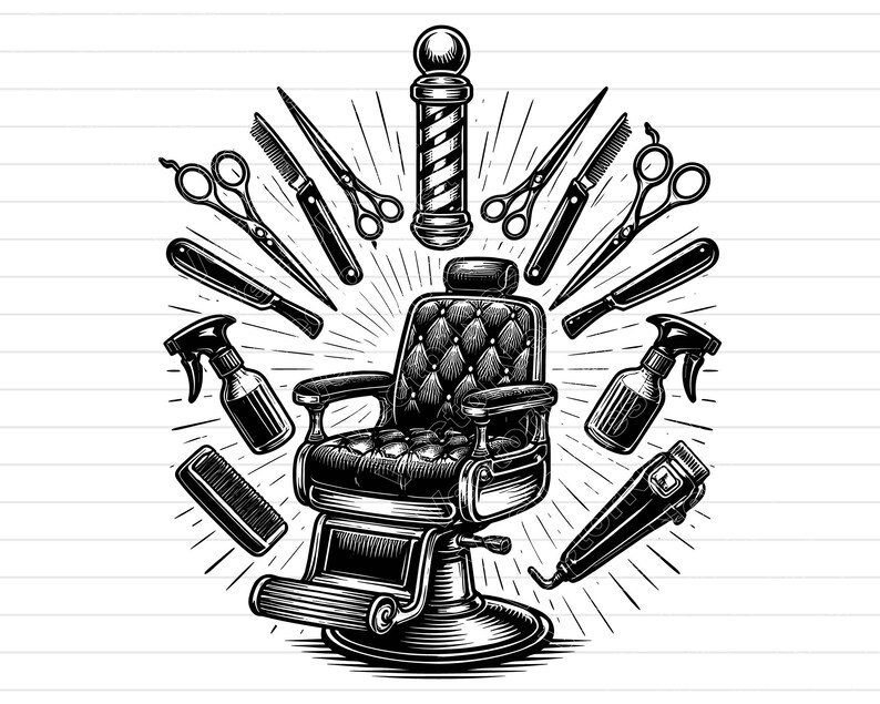 Barber Shop SVG, Chair Tools PNG, JPG, Hairstylist Vector, Salon ...