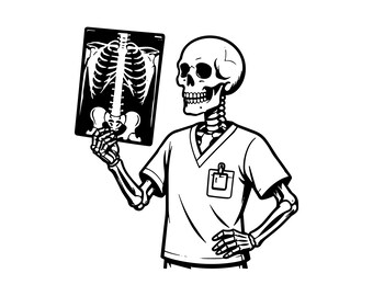 Skeleton X-Ray Tech SVG PNG JPG: Radiology Humor Cut File, Rad Tech Gift, Medical Skeleton Art, Radiology Student, Instant Download