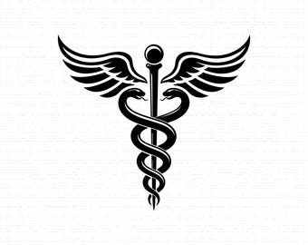Caduceu Médico em SVG e PNG: Ilustração de Médico, Estilo Escola de Enfermagem, Vetor para a Área da Saúde, Design para Farmácia, Download Instantâneo para Recorte