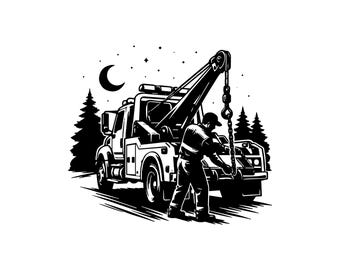 Tow Truck SVG PNG JPG: Roadside Assistance Wrecker, Towing Company Logo, Commercial Use Trucker Graphic, Men’s Gift Idea, Instant Download