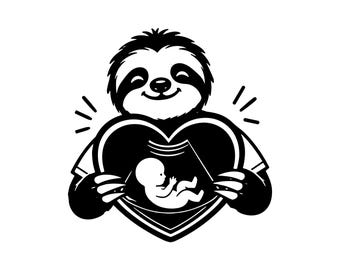 Sloth Pregnancy Announcement SVG PNG JPG: Baby Sonogram Cut File, Mom To Be Sublimation, Expecting Parents Gift, Instant Download
