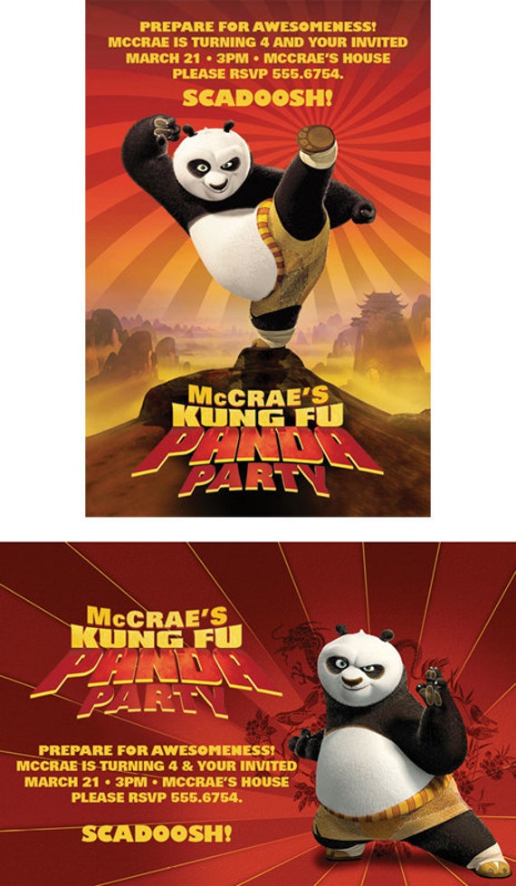 Kung Fu Panda Birthday Invitation Invites Custom Etsy Kung Fu Panda Birthday Invitation Invites Custom Etsy