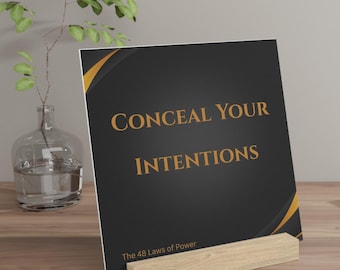 Conceal Your Intentions gallery board with stand | Motivational desk art, 48 Laws of Power