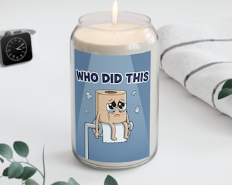 Bathroom Funny Illustration Who Did This Candle, Soy Candle