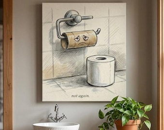 Funny Toilet Paper Canvas Art, Farmhouse, Bathroom Humor Decor