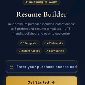 Resume Builder | 6 ATS-Friendly Templates (Digital Download)