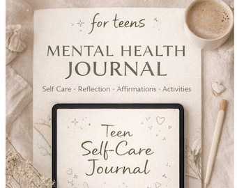 Teen Mental Health Journal, Self Care Reflection Prompts (PDF Download)