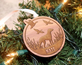 Personalized Duck Hunting Ornament - Custom Dog Ornament - Duck Hunter Gift